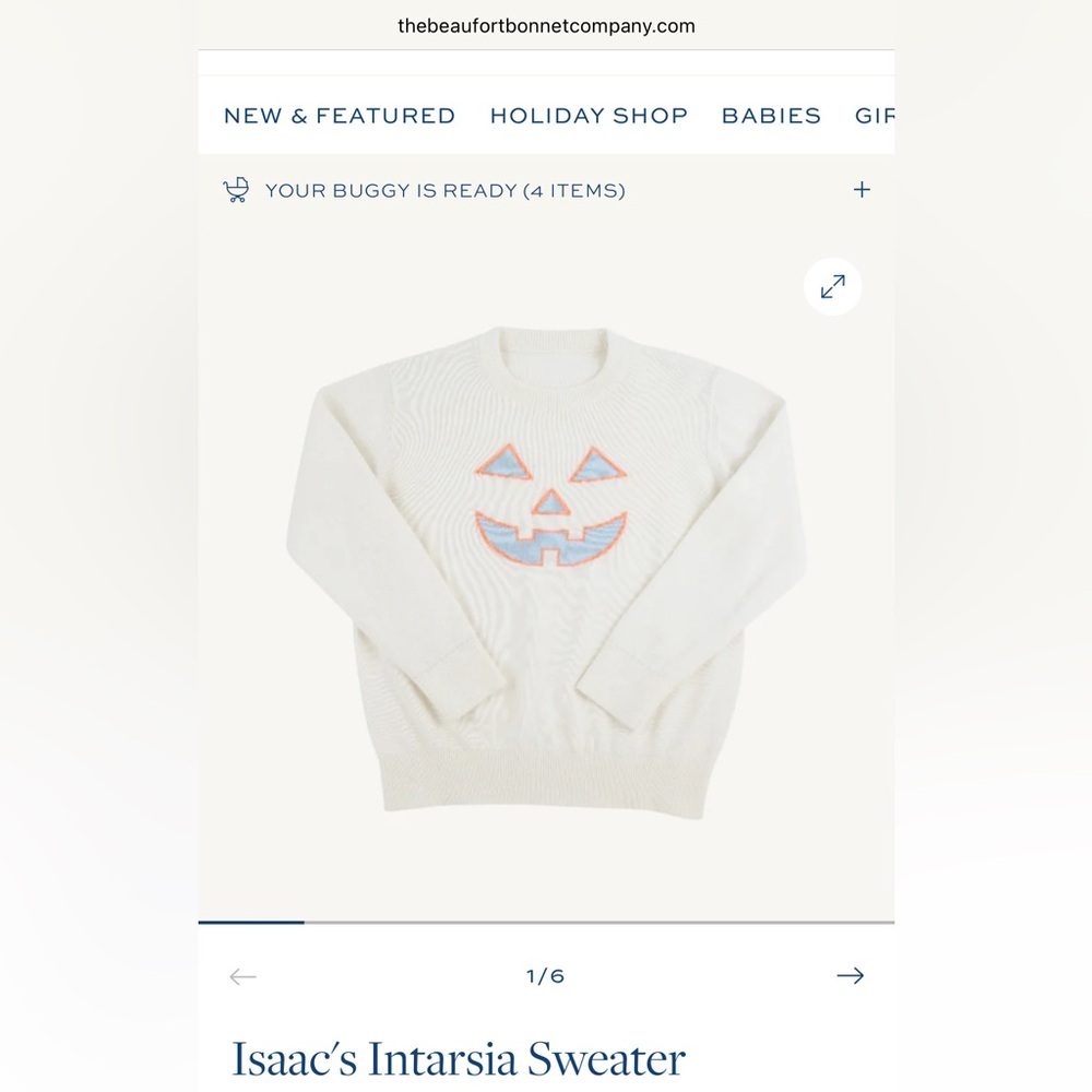 The Beaufort Bonnet Company Isaac Intarsia Sweater Pumpkin Face